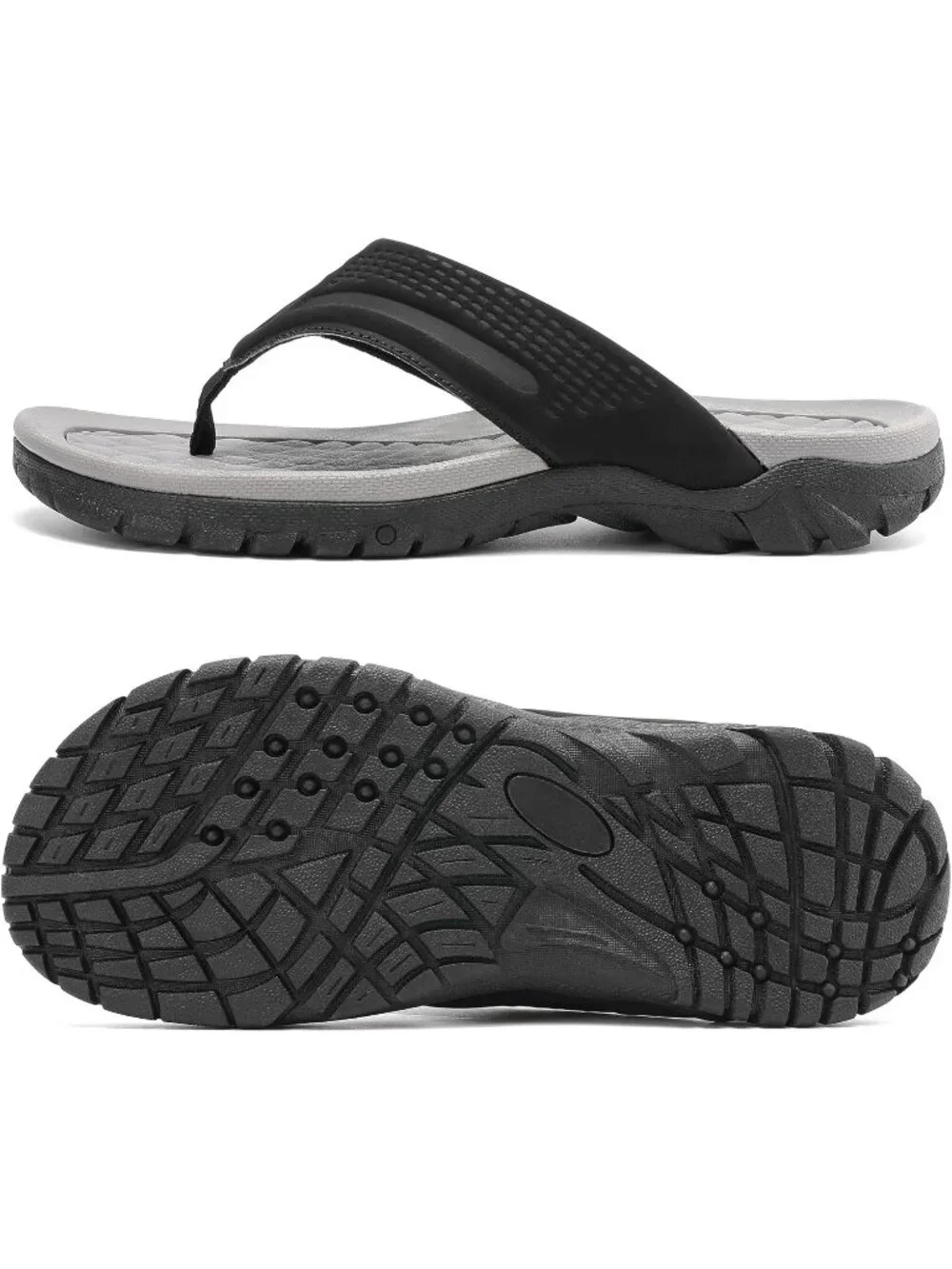 Men's Black&Grey Flip-flops Thongs Sandals Durable Comfort Slippers For Casual